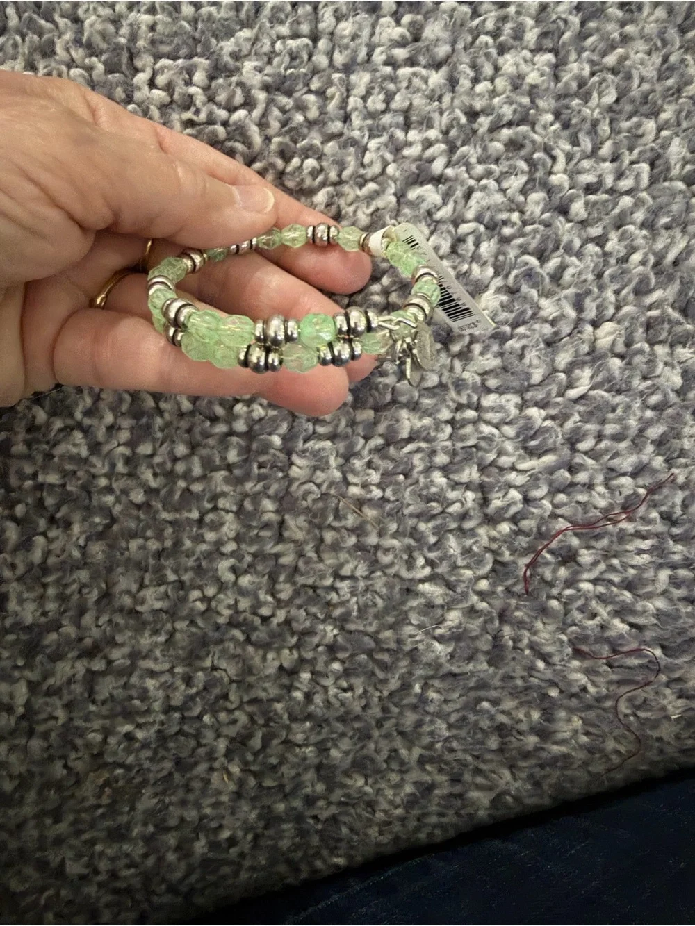 Alex and Ani Light Green Beaded Wrap Bracelet with Silver Accents